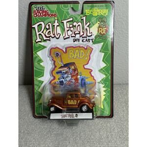 Racing Champions Rat Fink “BAD!” Die Cast Orange Coupe – Ed Roth – Carded